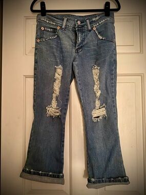 Distressed Blue Women's Mid-Rise Joy Jeans